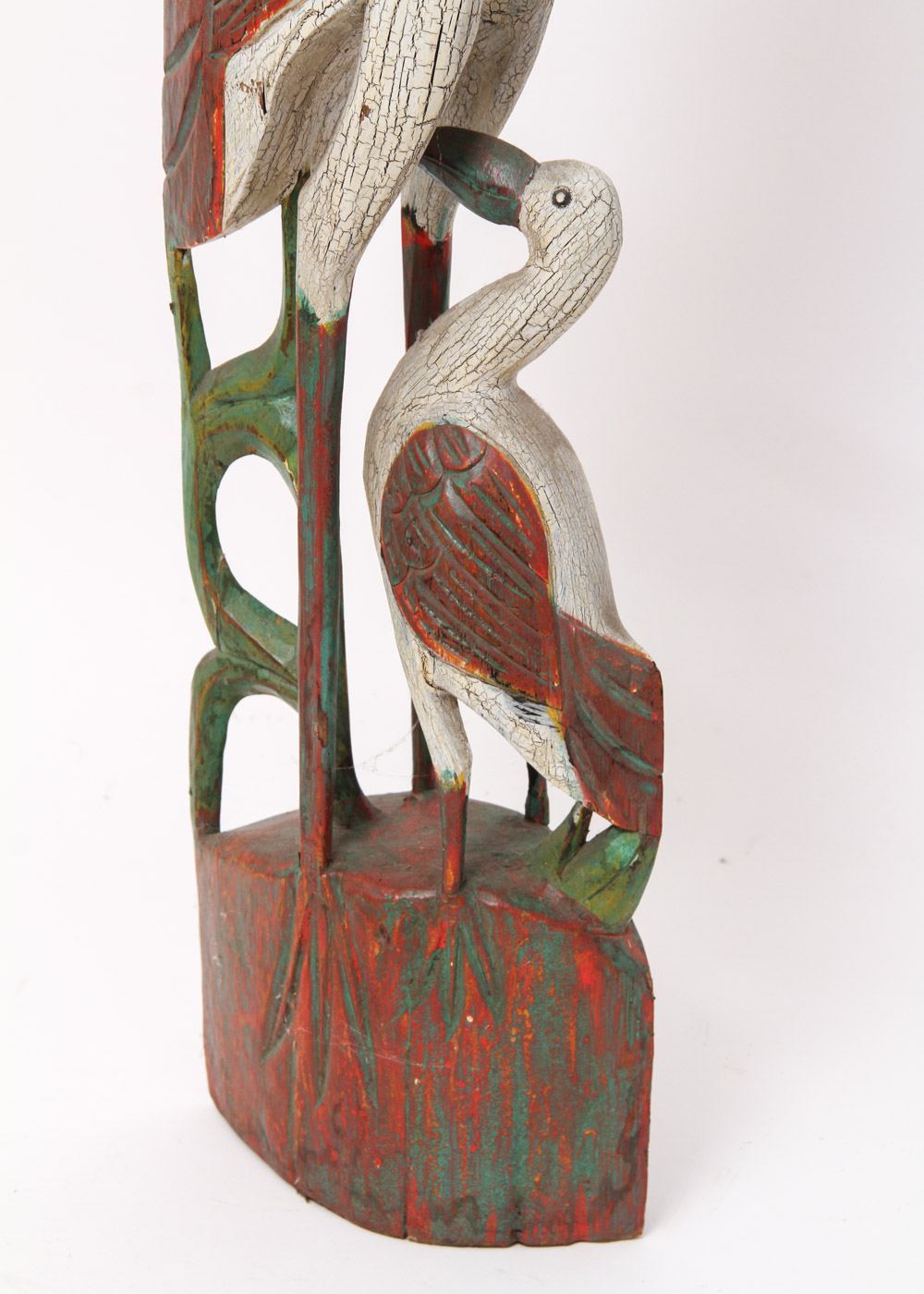 Large Painted Wood  Sculpture of Wading Birds