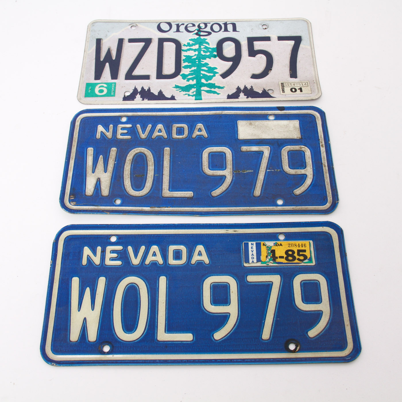 Used Nevada and Oregon License Plates