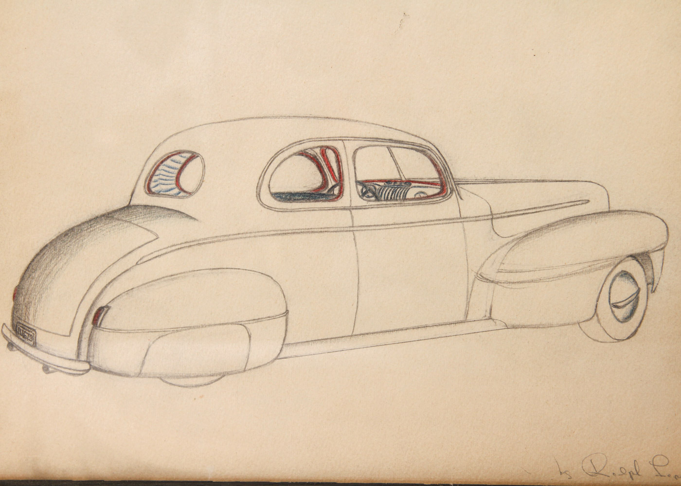Ralph Lepre Drawings on Paper of Vintage Automobiles.