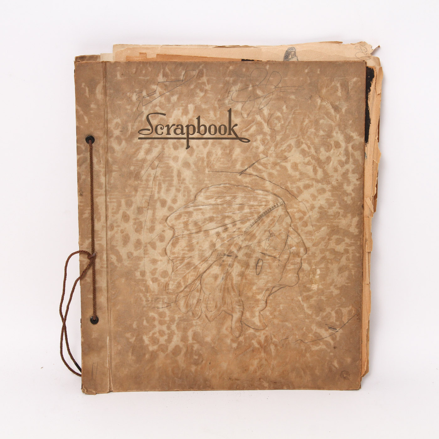 Vintage Scrapbook with WWII Drawings and Clippings