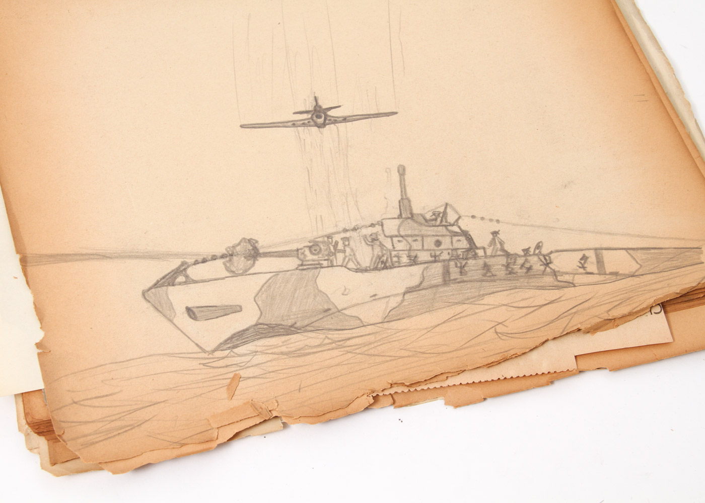 Vintage Scrapbook with WWII Drawings and Clippings