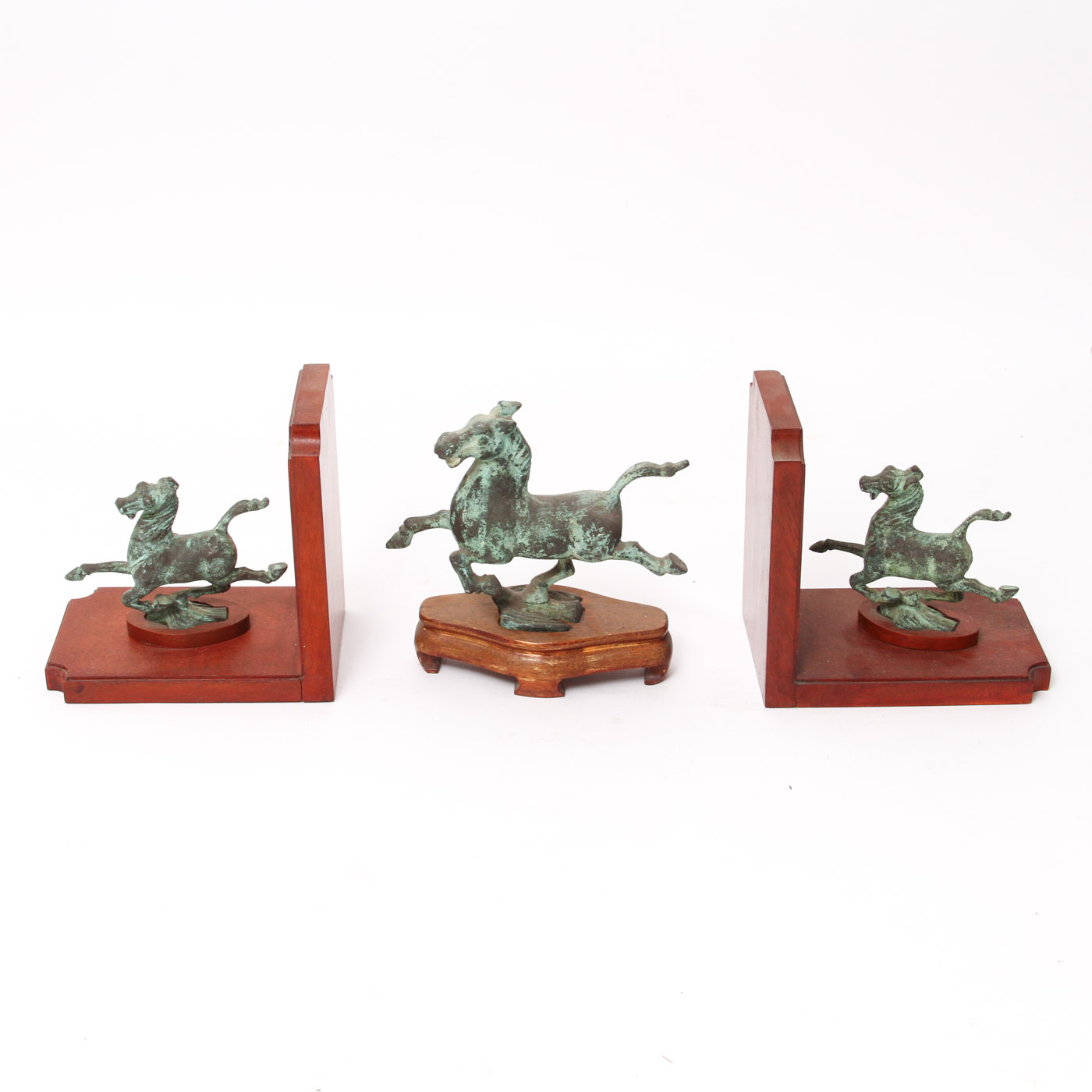Chinese Flying Horse Bookends and Figurine