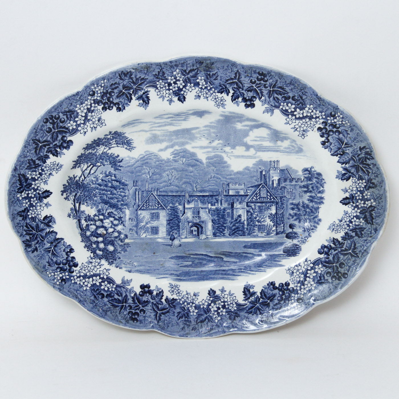 J & G Meakin England "Compton Winyates" Blue and White Transfer Platter