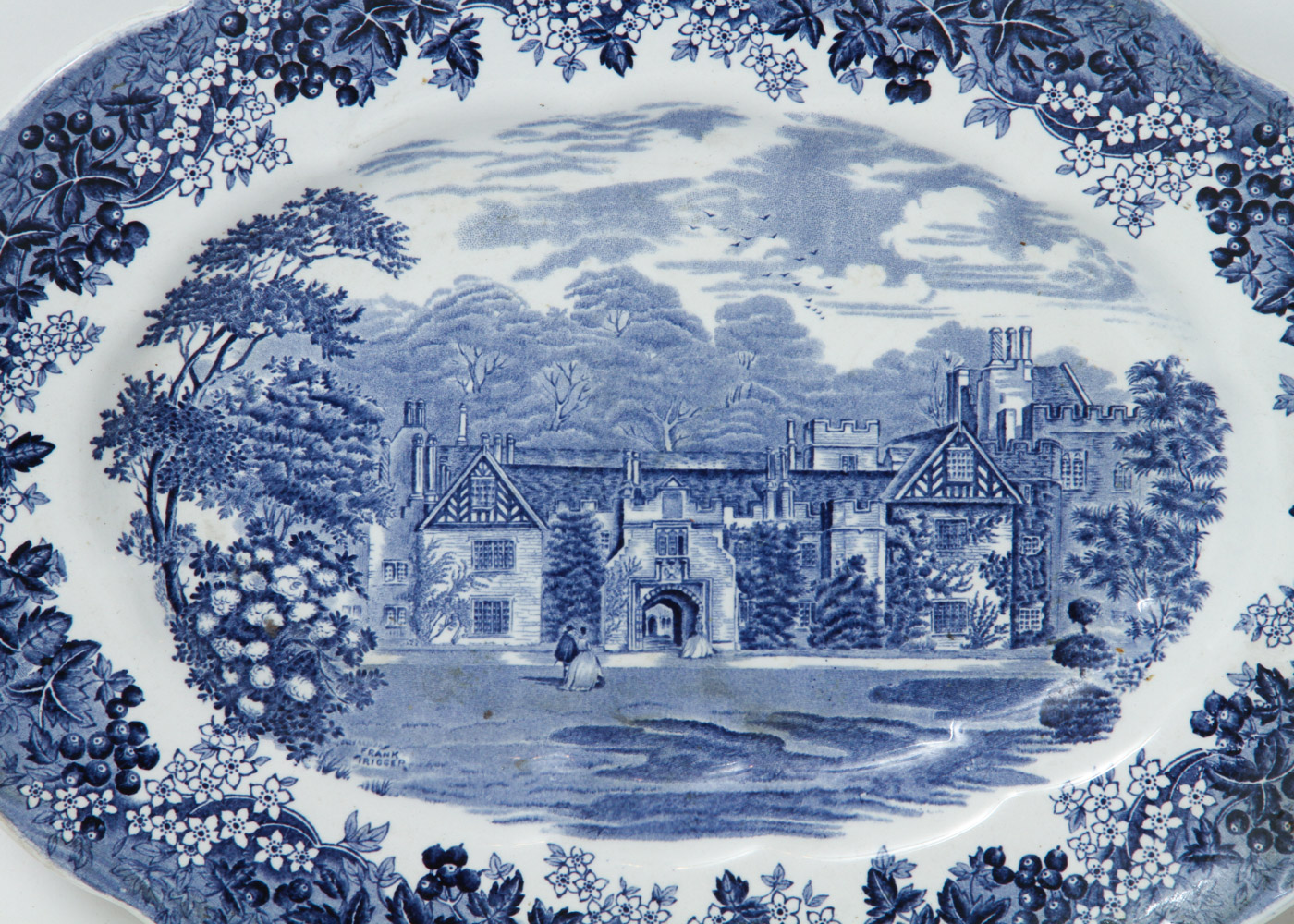J & G Meakin England "Compton Winyates" Blue and White Transfer Platter