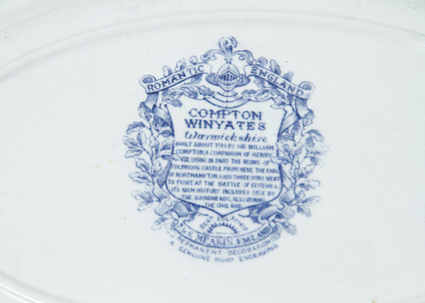 J & G Meakin England "Compton Winyates" Blue and White Transfer Platter