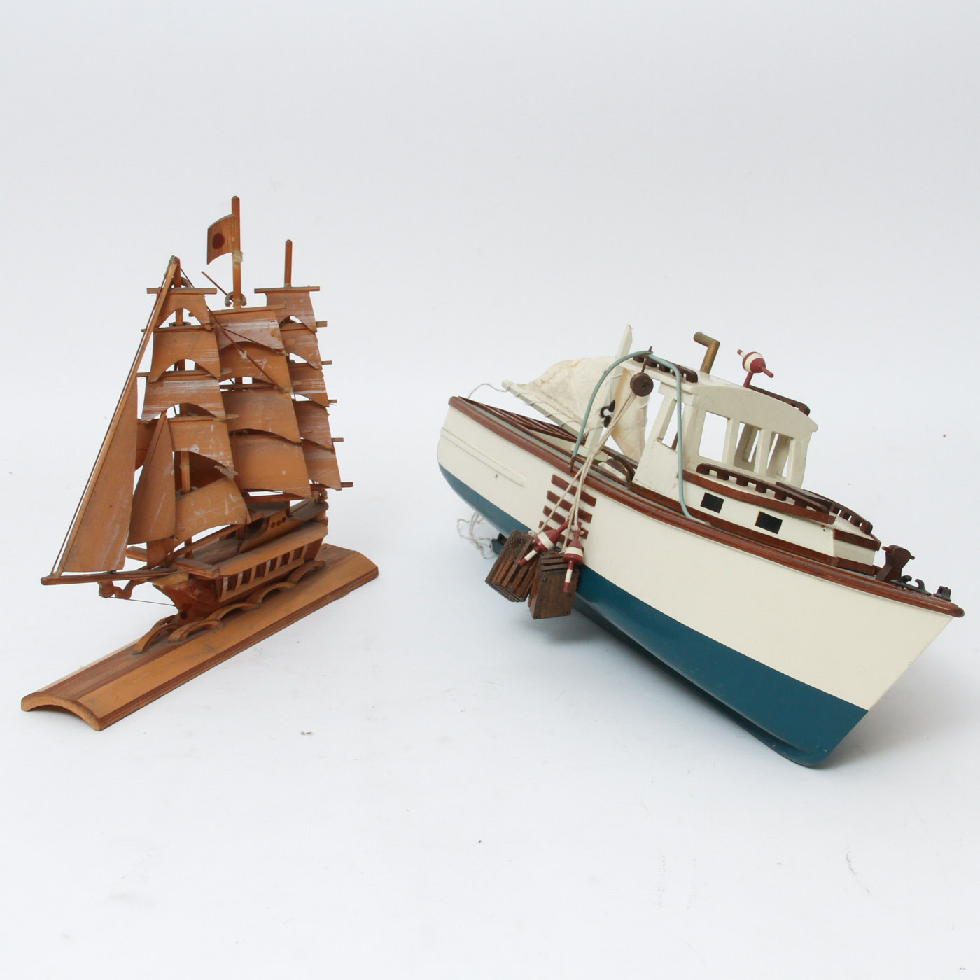 Model Sailing Ship and Fishing Boat