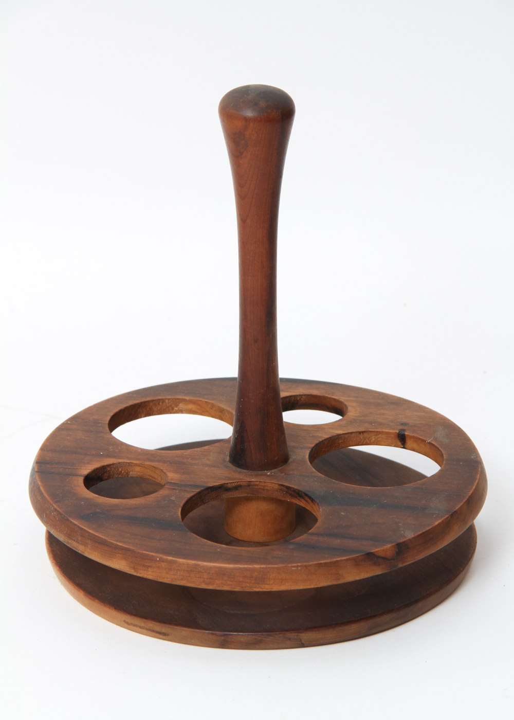 Stoneware Condiment Set with Teak Stand