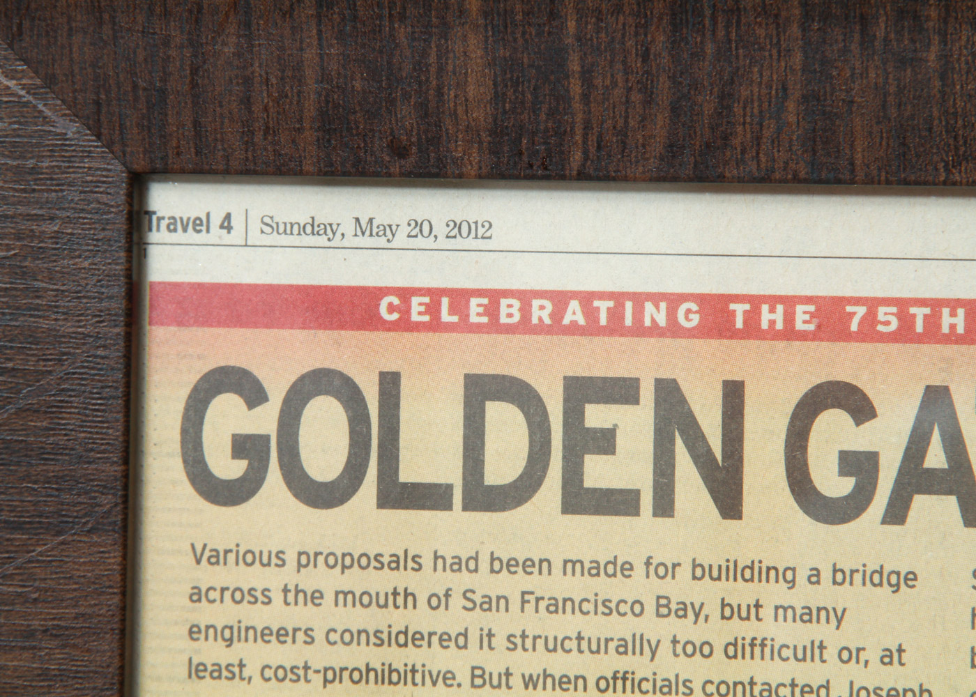 Framed Map of Golden Gate Bridge Celebrating Its 75th Anniversary