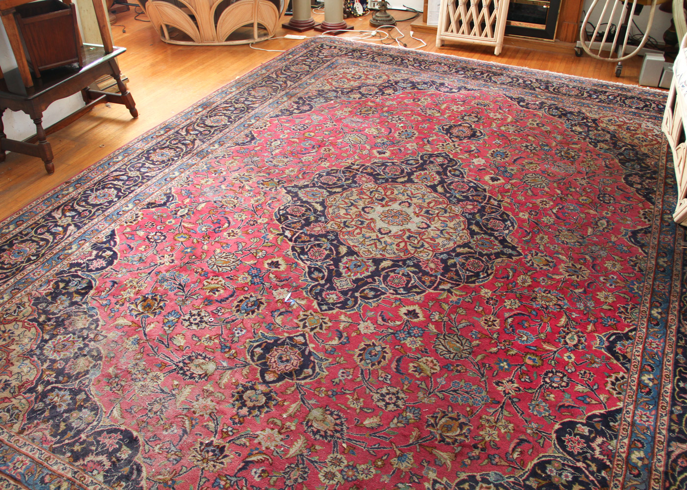 Large Hand-Knotted Kashmar Wool Area Rug