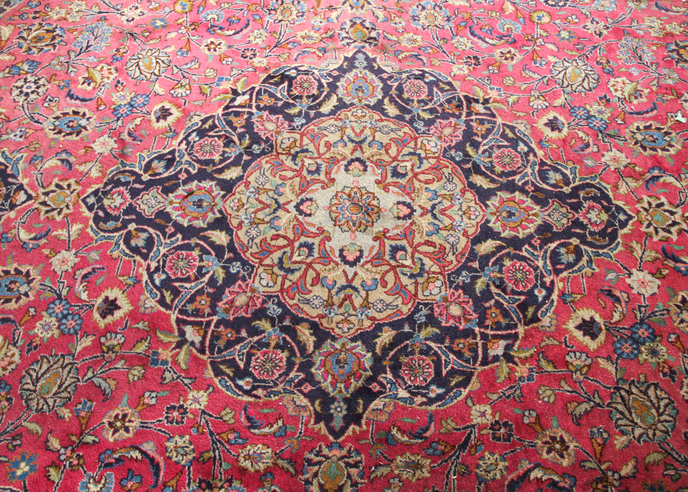 Large Hand-Knotted Kashmar Wool Area Rug