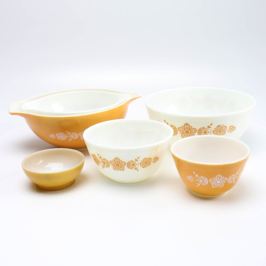 Vintage Pyrex "Butterfly Gold" Mixing Bowls