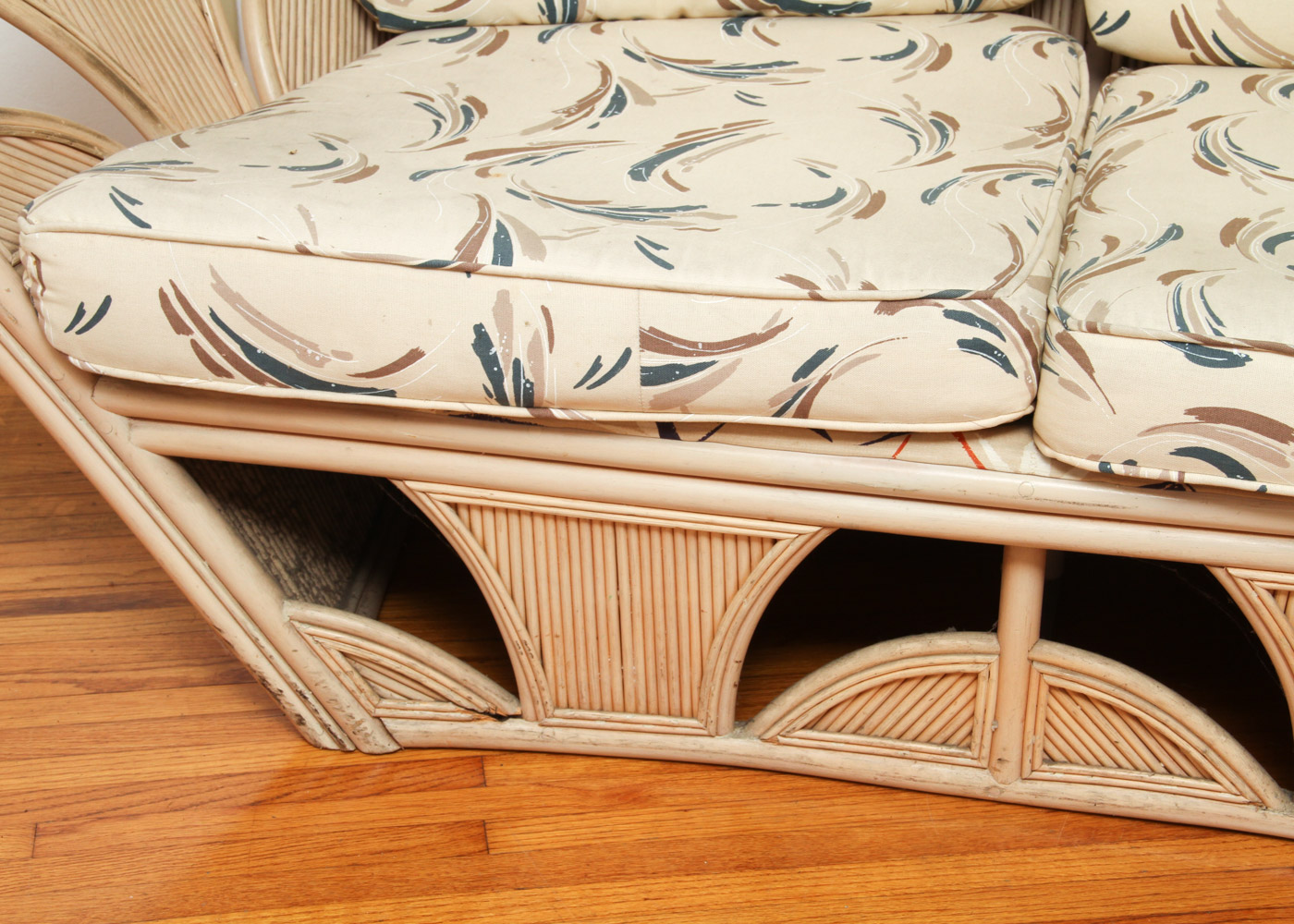 Art Deco Style Rattan Settee with Cushions