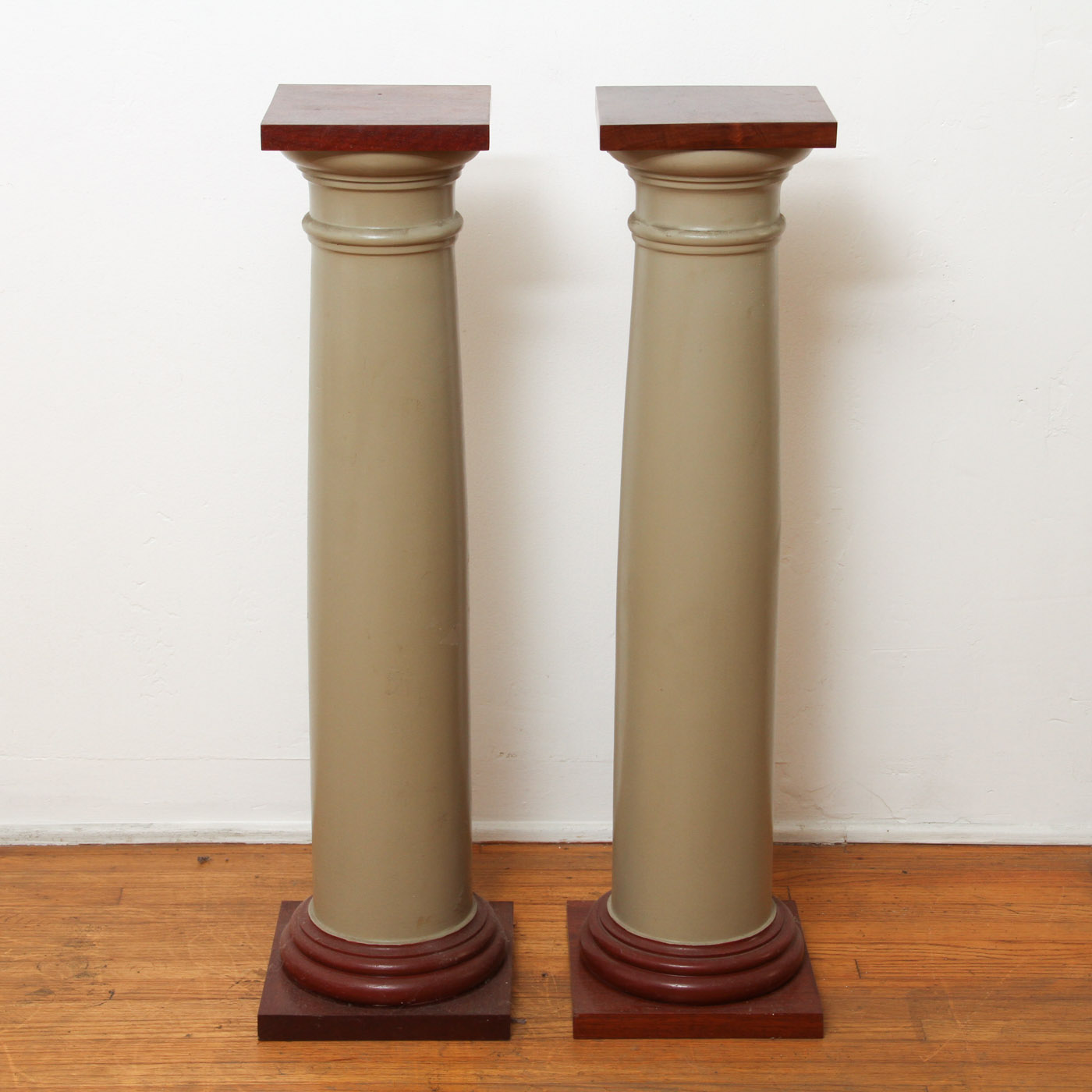 Pair of Painted and Stained Columnar Plinths