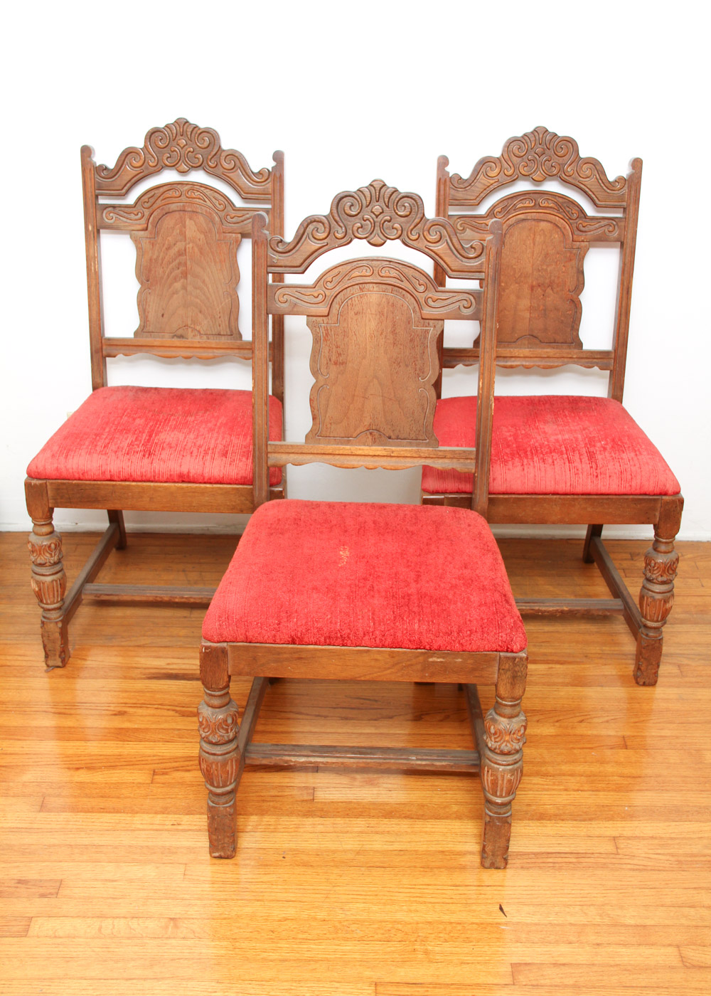 Set of Six of Vintage Jacobean Style Dining Room Chairs
