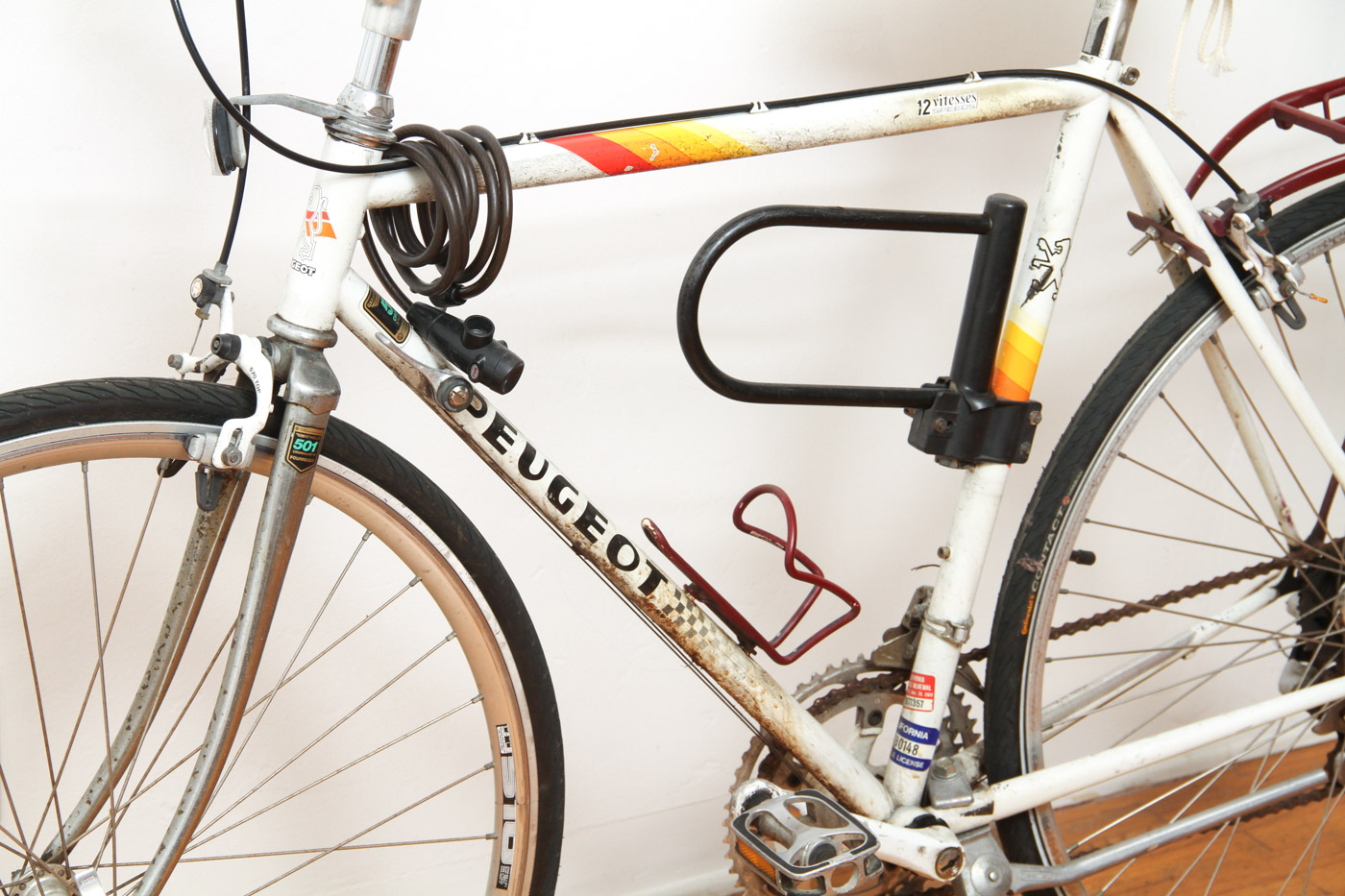 Vintage Peugeot 501 Bicycle  and a leyne pump