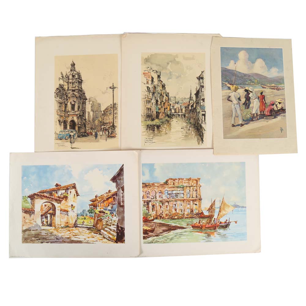 Collection of Unframed Offset Lithographs Including Jan Korthals