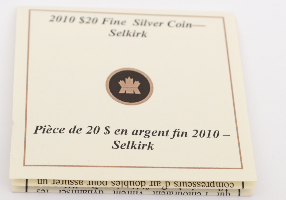 2010 Canadian $20 Fine Silver Coin "Selkirk"