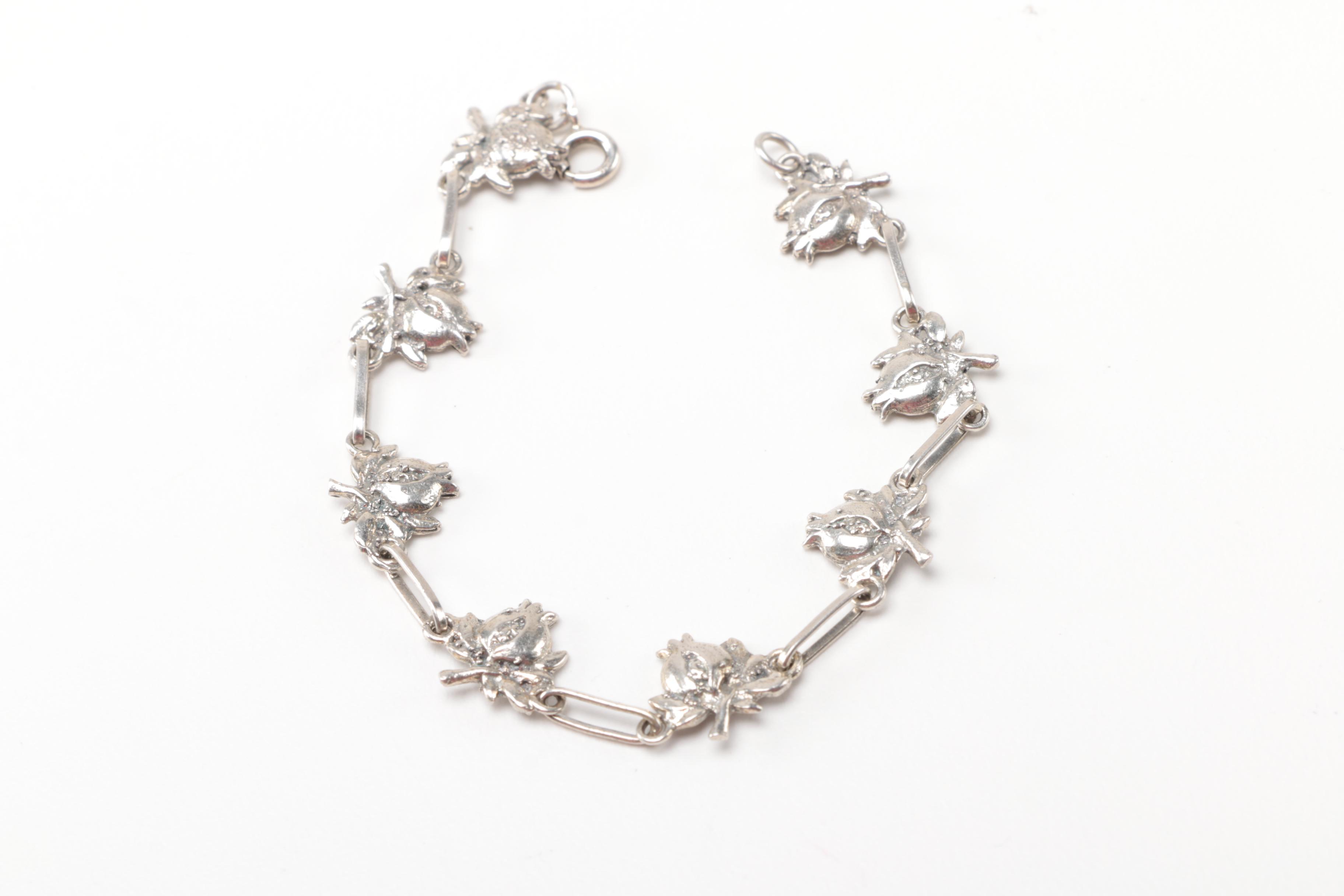 Sterling Silver Jewelry Pieces With Reconstituted Amber