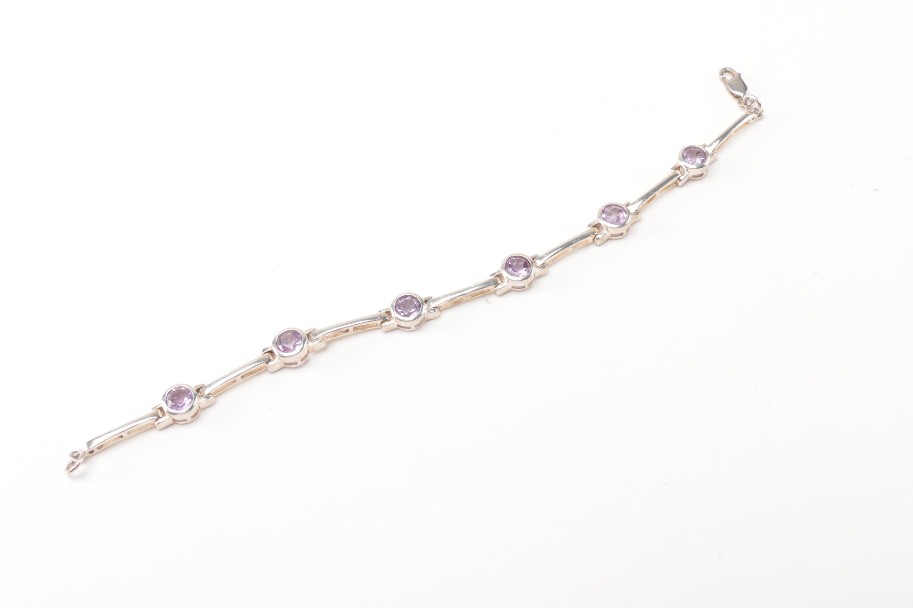 Sterling Silver Jewelry Pieces With Reconstituted Amber