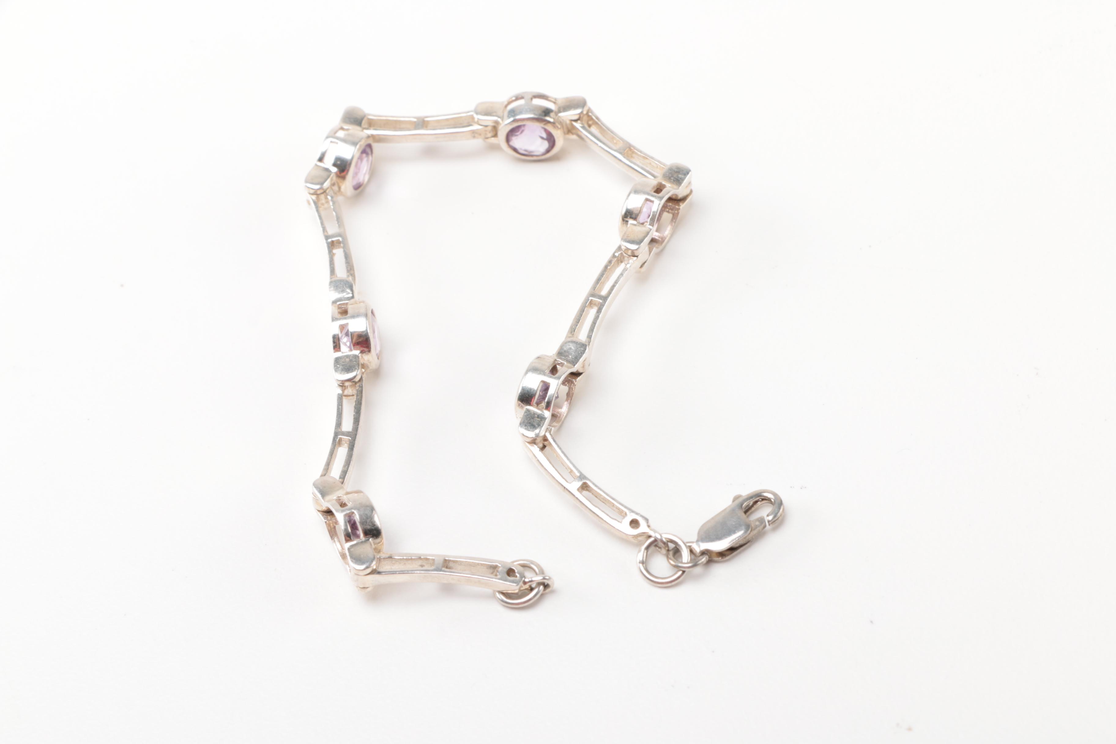 Sterling Silver Jewelry Pieces With Reconstituted Amber