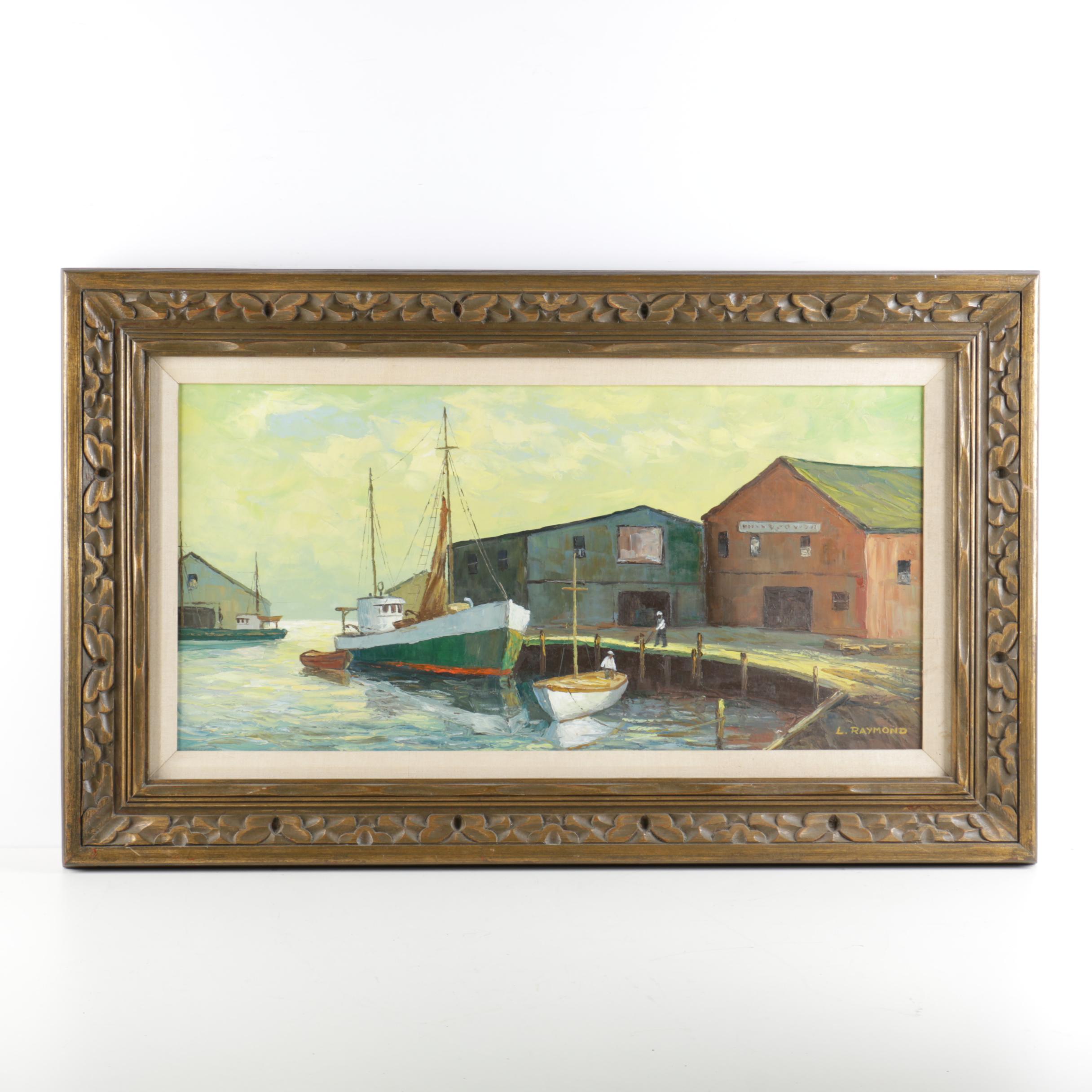 L. Raymond Oil Painting on Canvas of a Dock