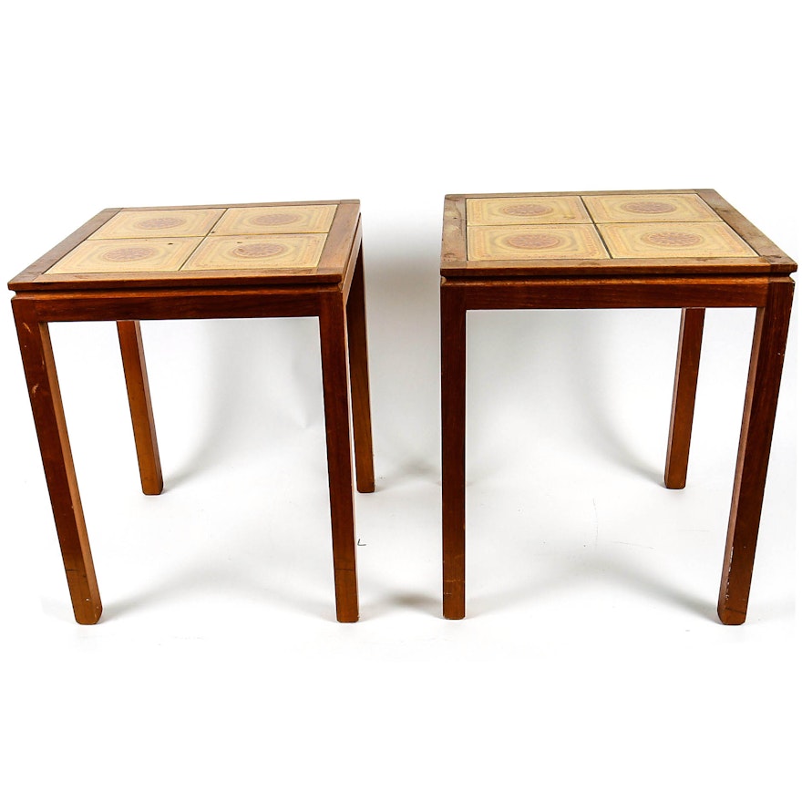 Pair of Mid-Century Tile Topped Side Tables