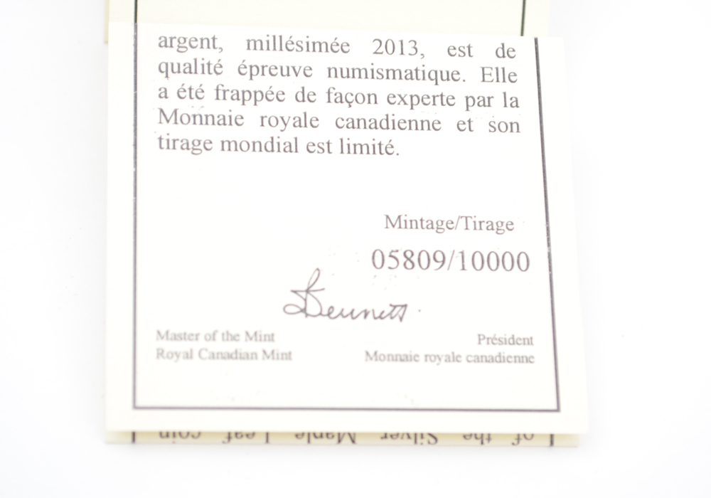 2013 Royal Canadian Mint "25 Year Maple Leaf" Silver Proof Coin