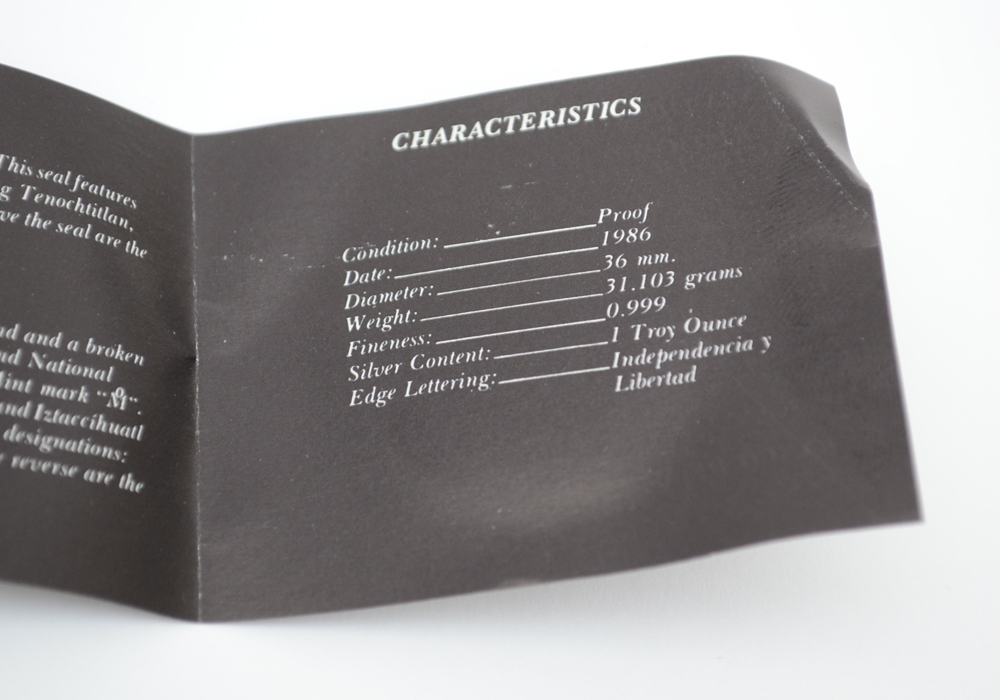 1986 Mexican Libertad Silver Proof Coin