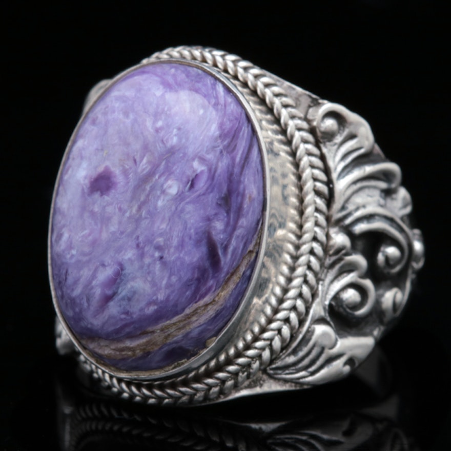 Sterling Silver and Charoite Ring