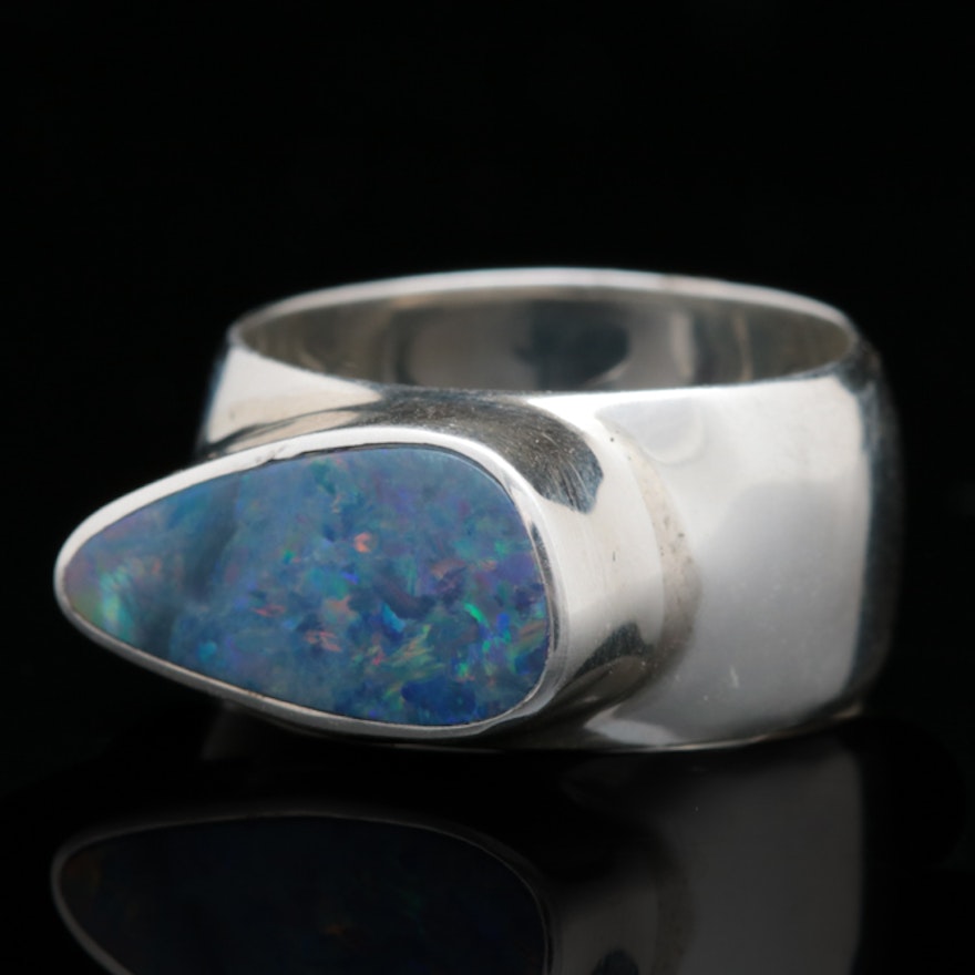 Sterling Silver and Opal Doublet Ring