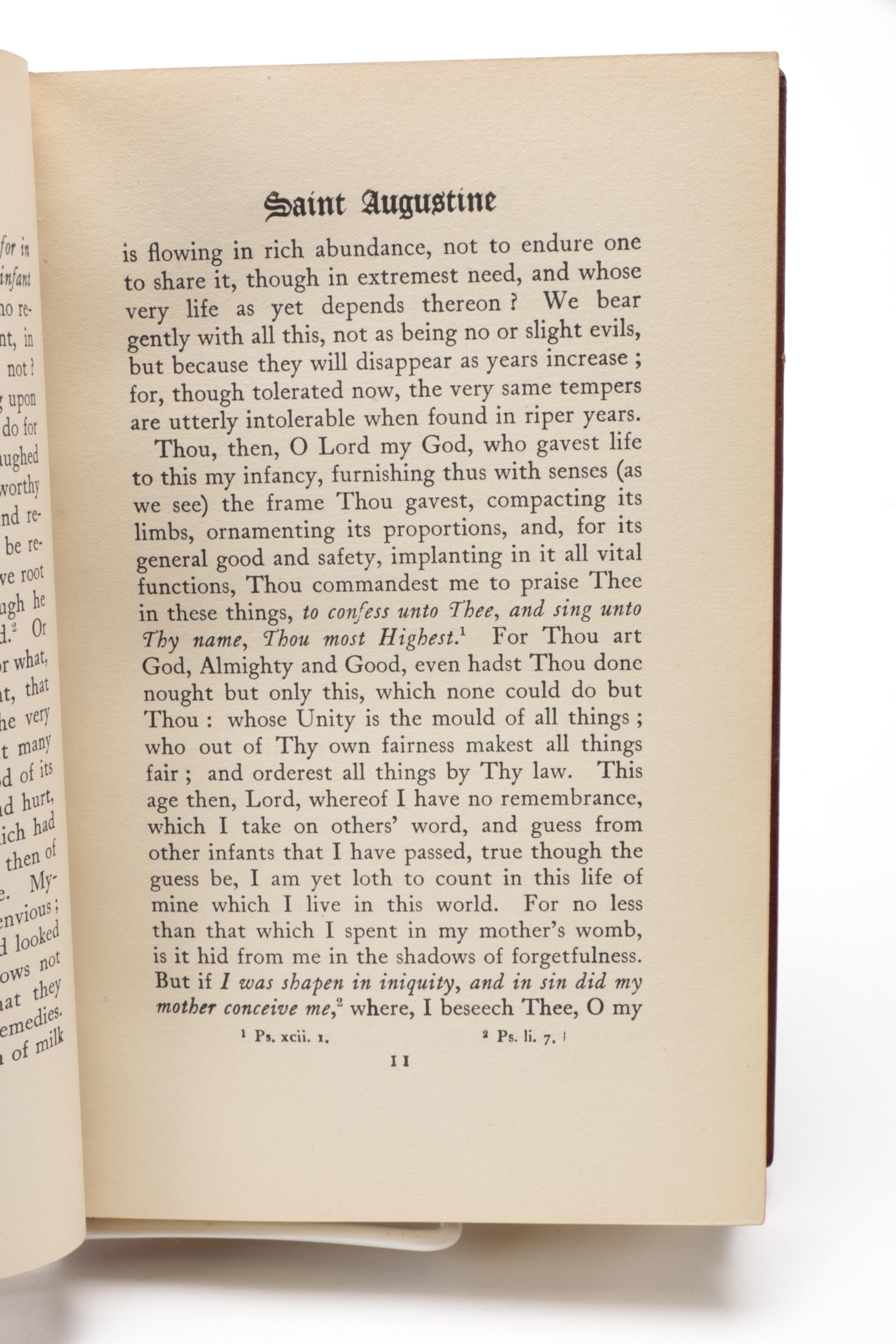 1921 "The Confessions of Saint Augustine Bishop of Hippo" Translated by Edward Bouverie Pusey