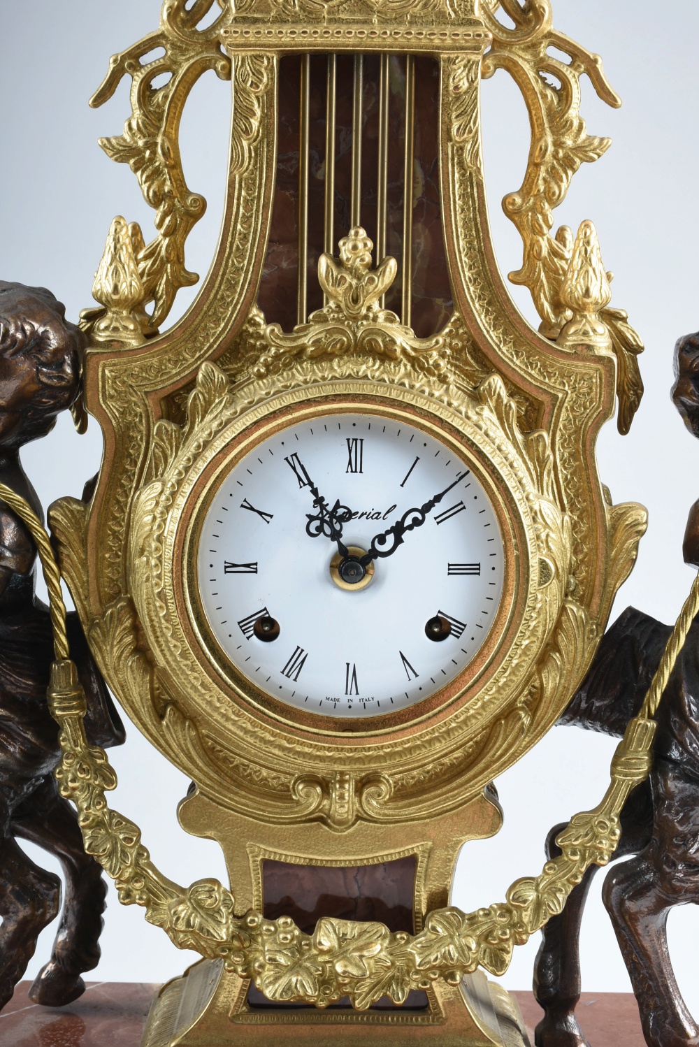 Brevettato Imperial Italy Brass and Marble Garniture Set