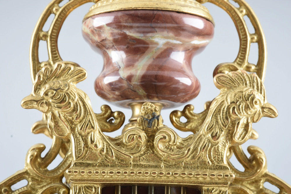 Brevettato Imperial Italy Brass and Marble Garniture Set