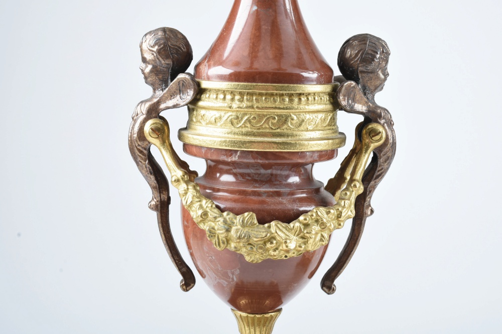 Brevettato Imperial Italy Brass and Marble Garniture Set