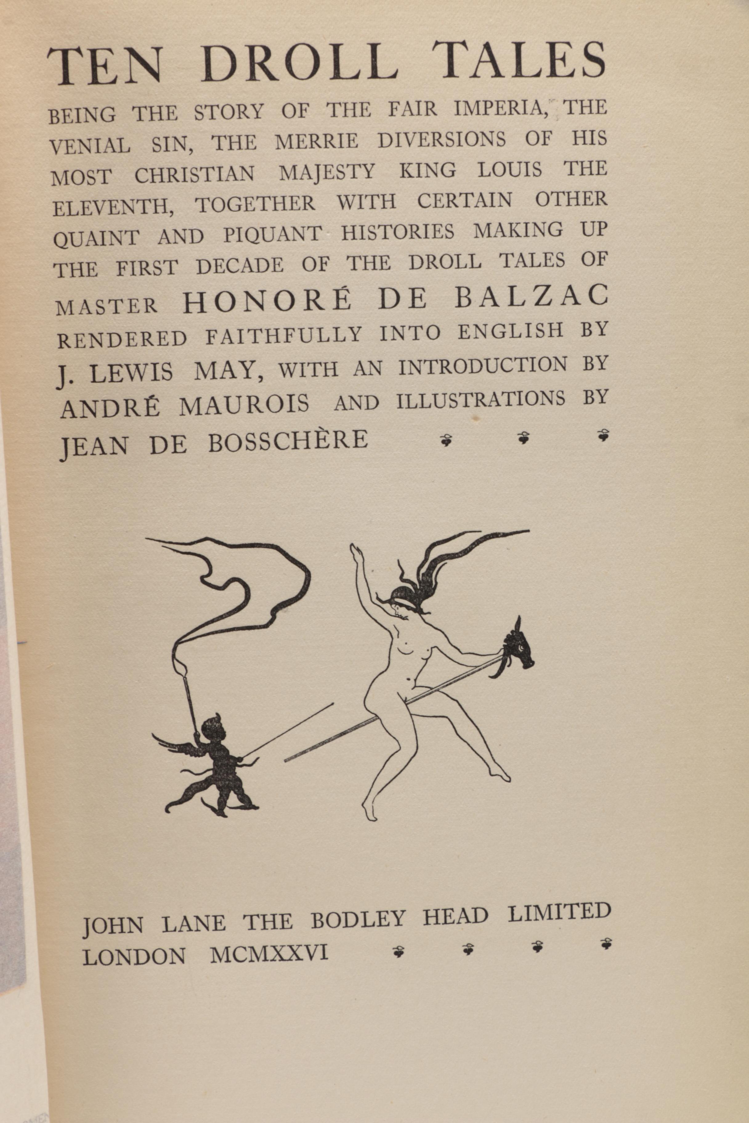 1926 Limited Edition "Ten Droll Tales" by Balzac, Illustrated by De Bosschere