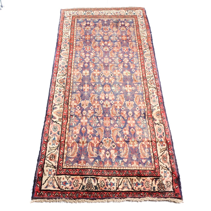 Vintage Hand Knotted Persian Malayer Sarouk Carpet Runner