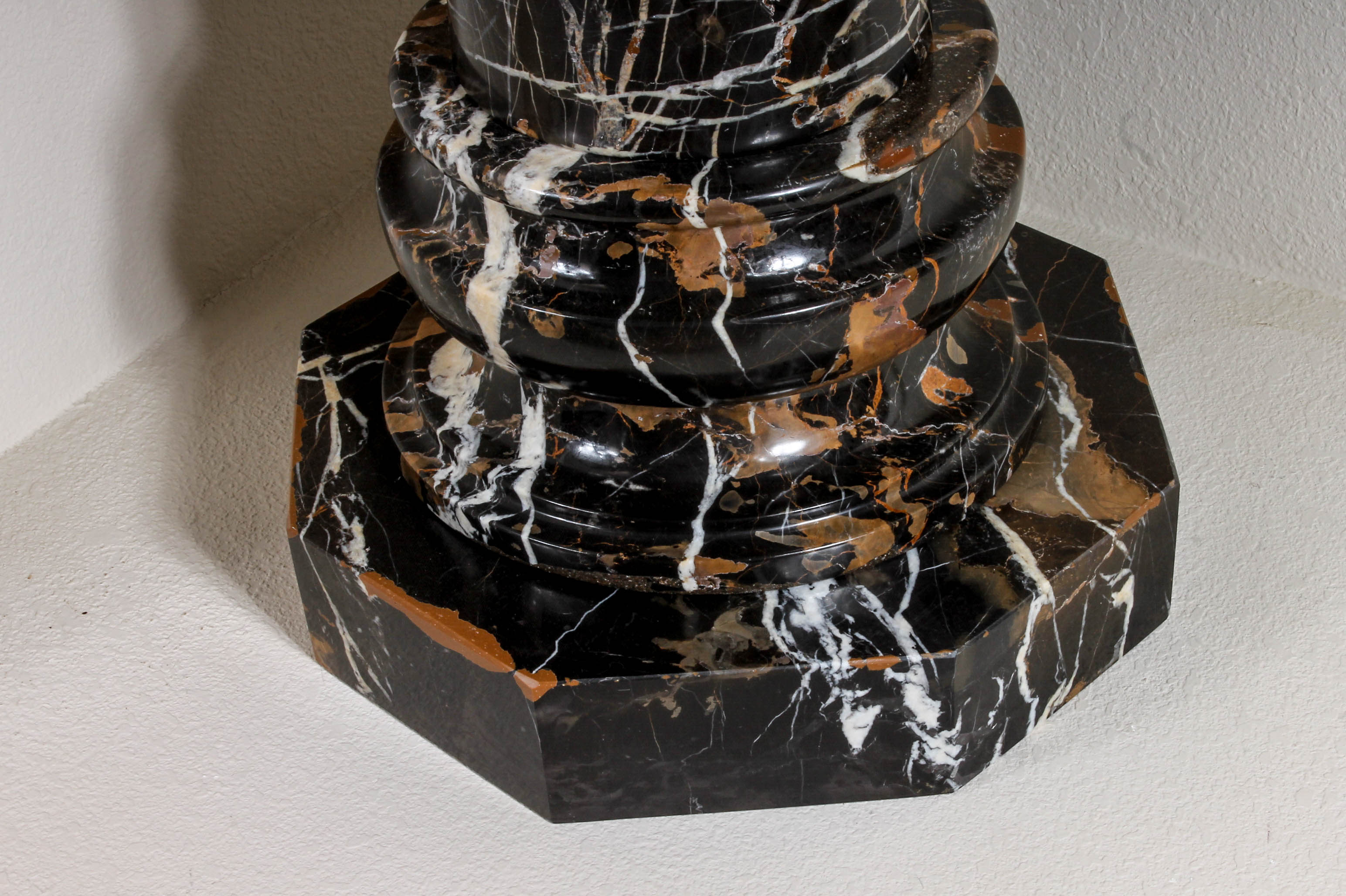 Pair of Black and Brown Marble Pillars