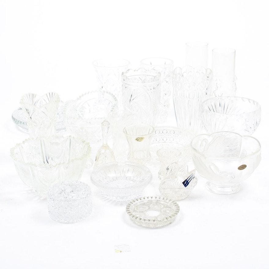 Generous Pressed Crystal and Glass Grouping