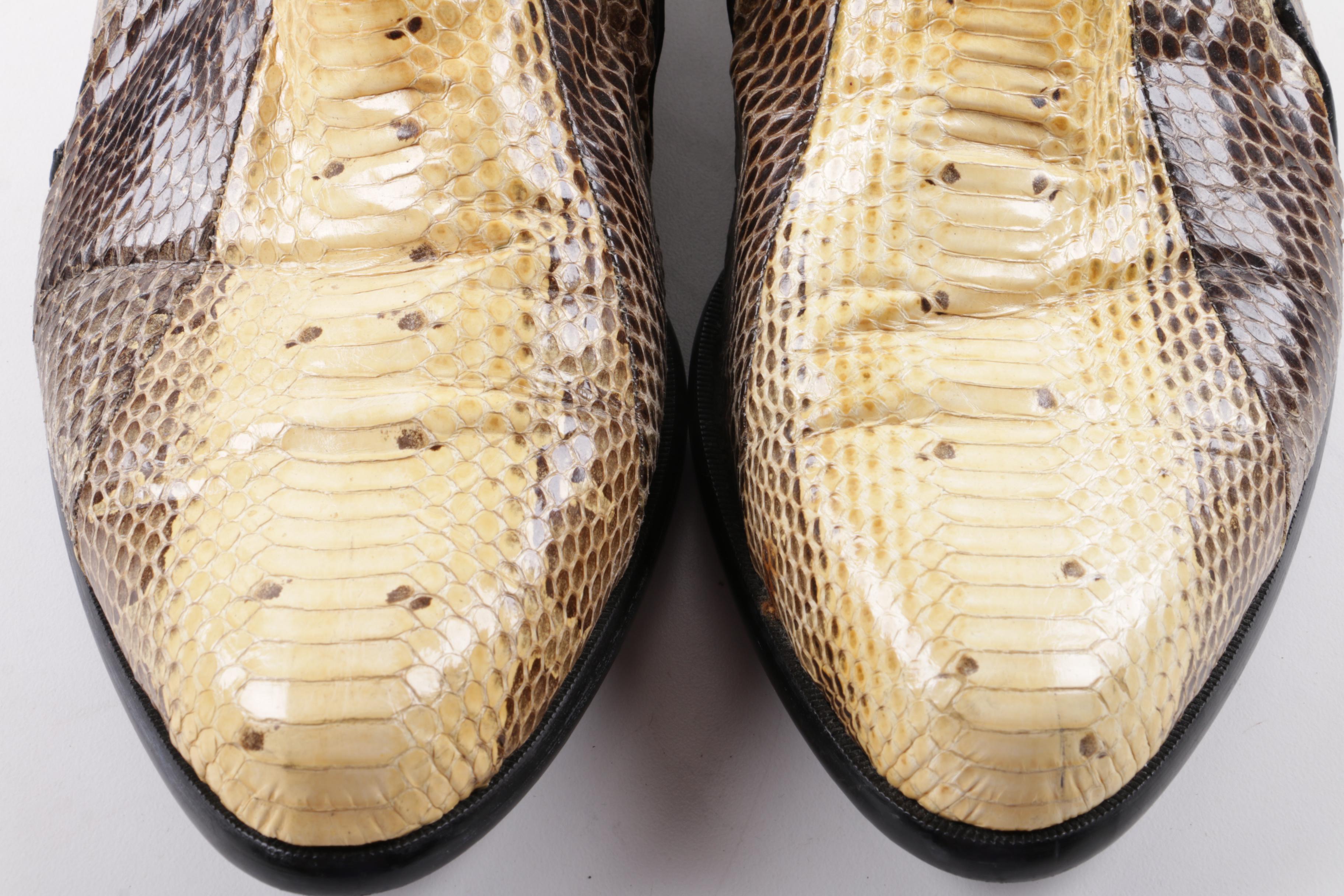 Men's Vintage Genuine Leather and Snakeskin Chelsea Boots