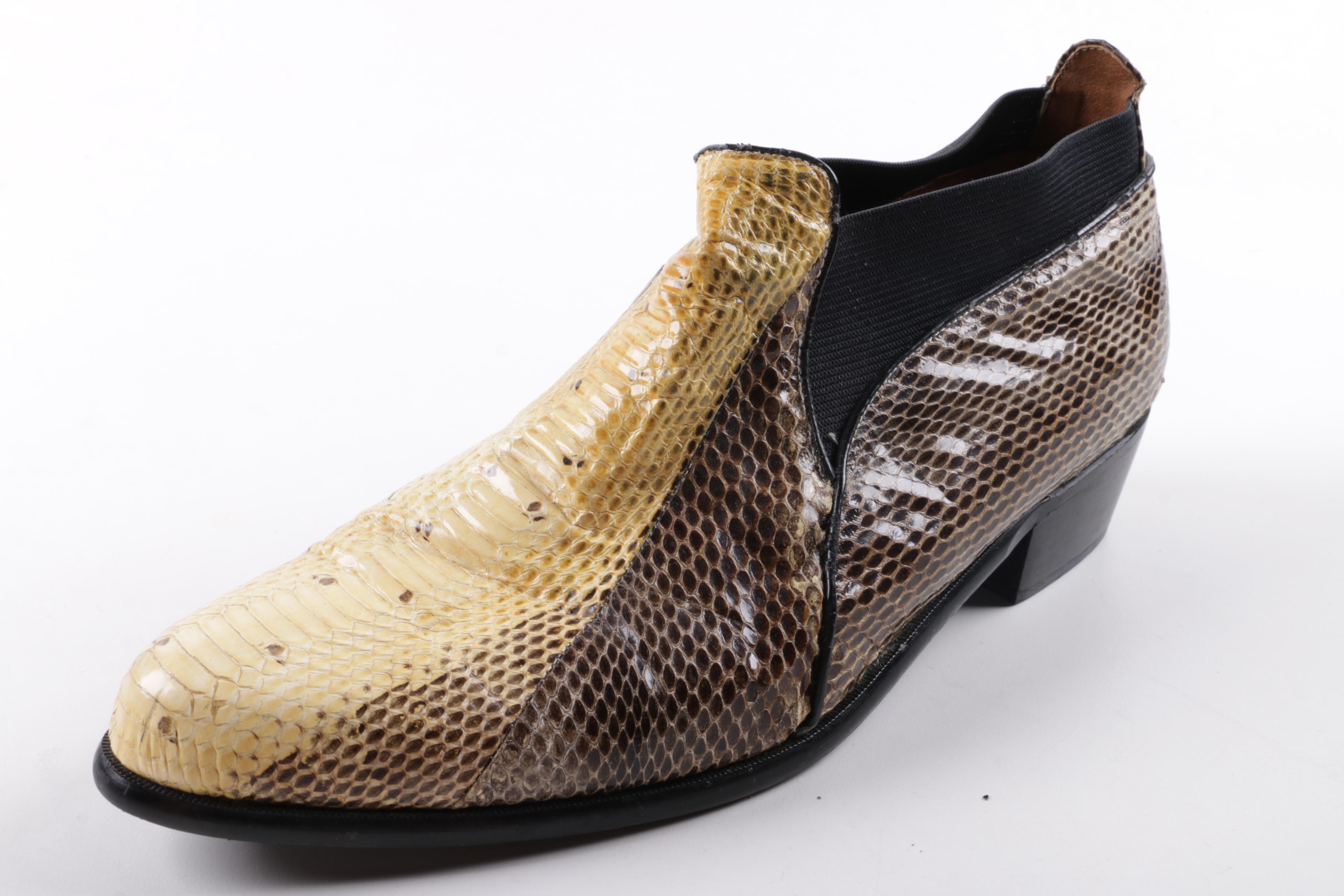 Men's Vintage Genuine Leather and Snakeskin Chelsea Boots