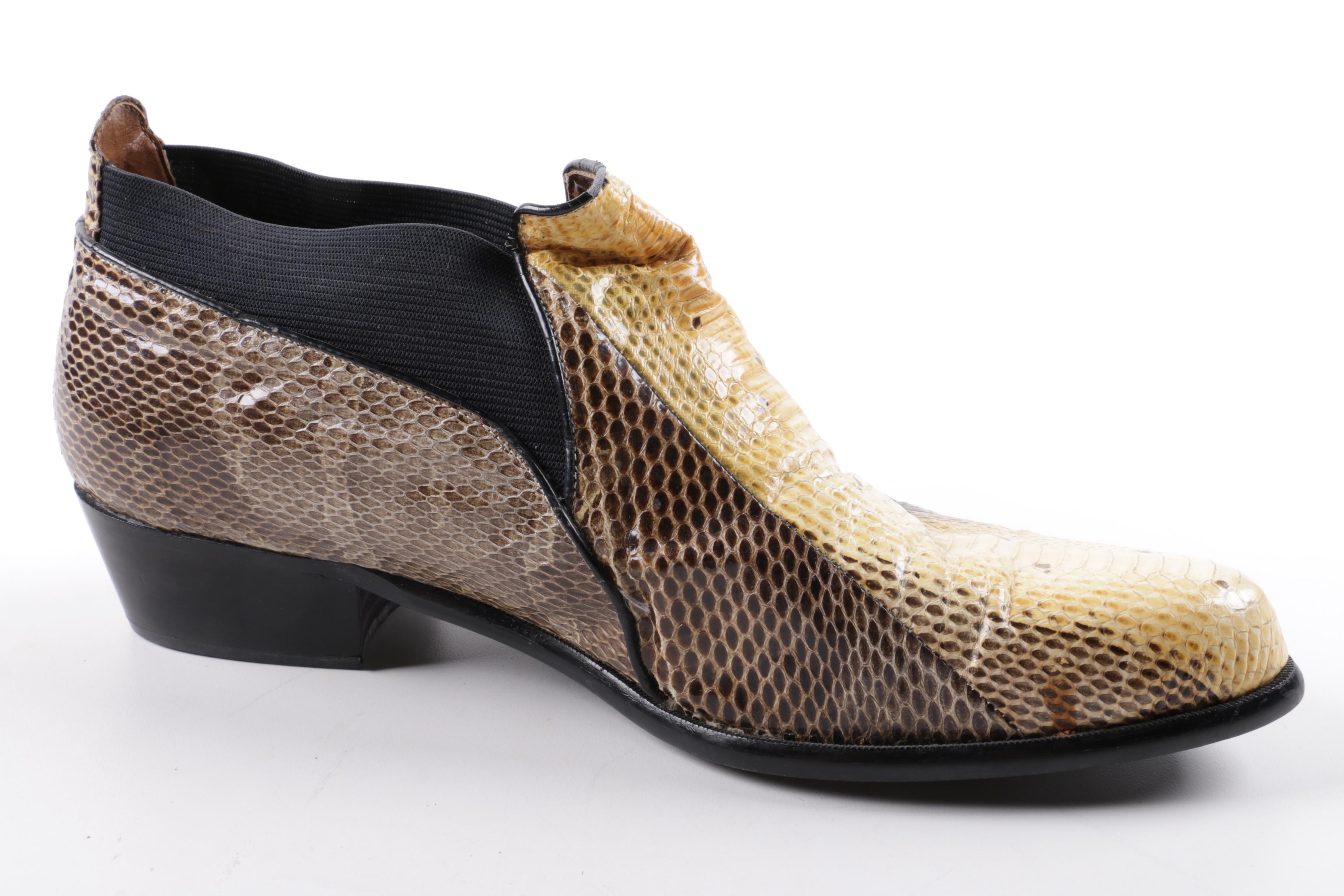 Men's Vintage Genuine Leather and Snakeskin Chelsea Boots