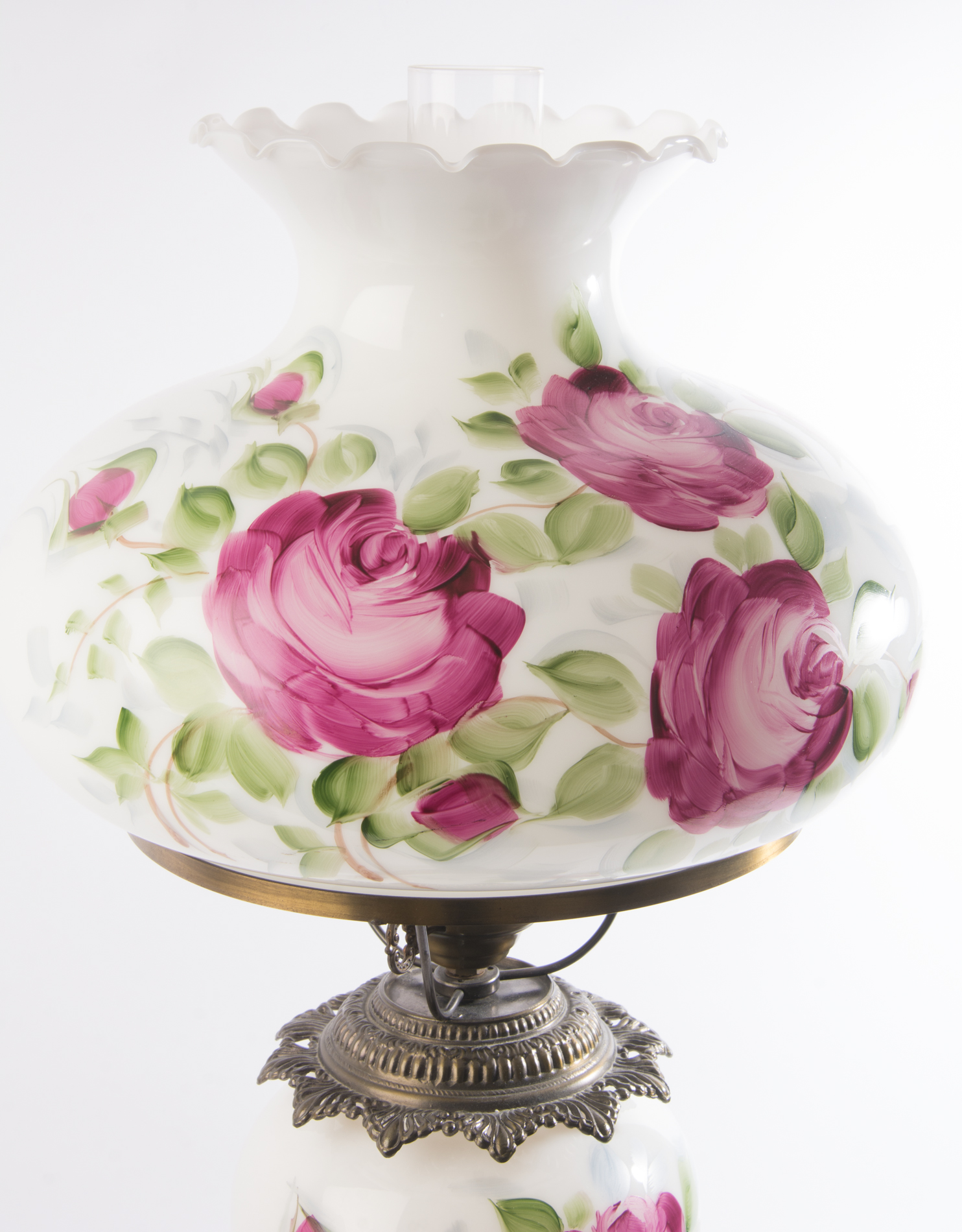 Vintage Hand-Painted Hurricane Lamp