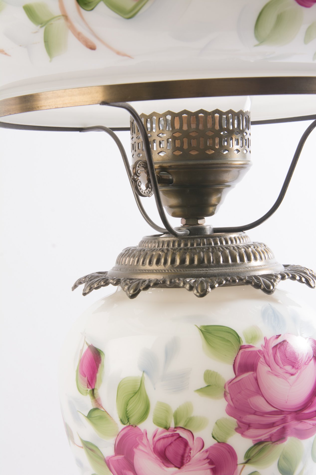 Vintage Hand-Painted Hurricane Lamp