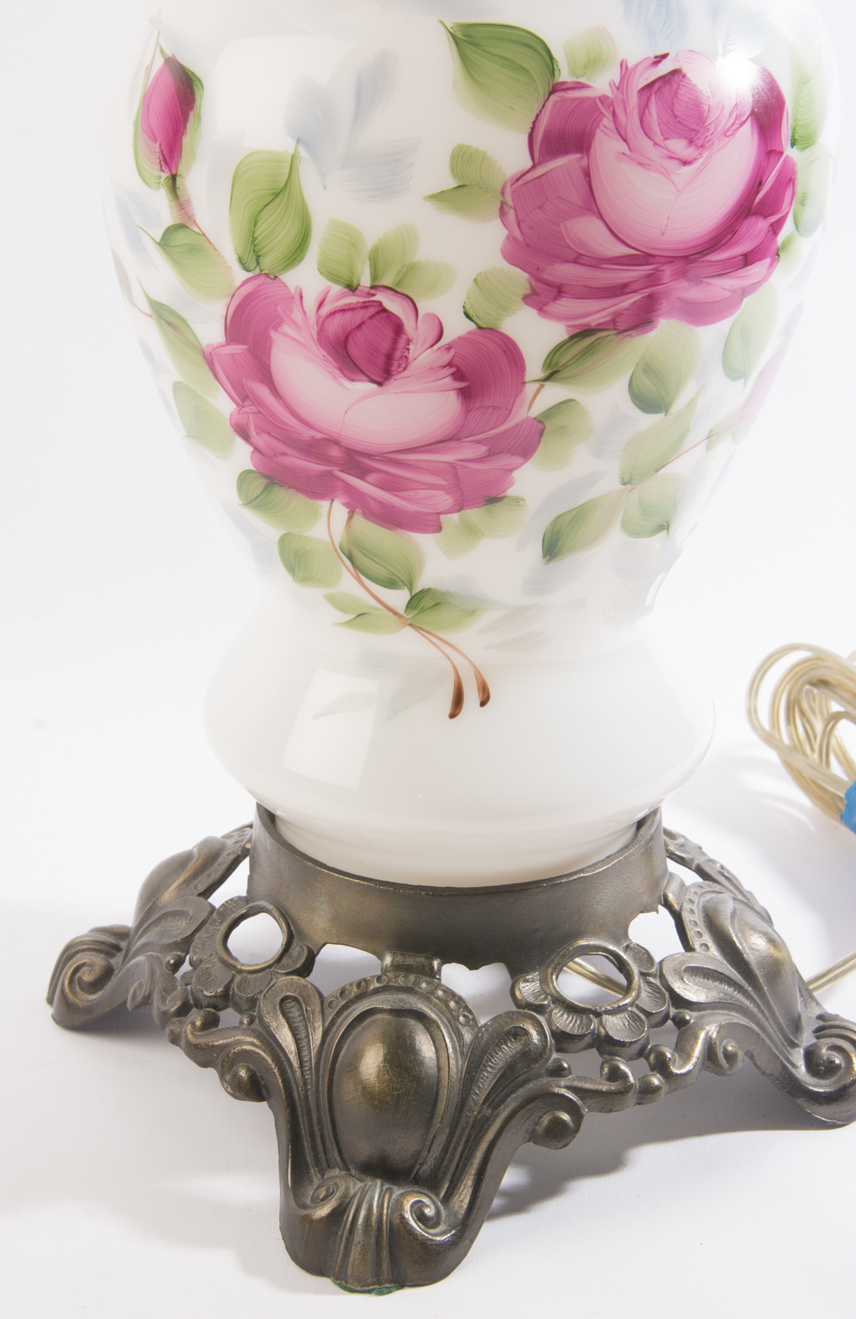 Vintage Hand-Painted Hurricane Lamp