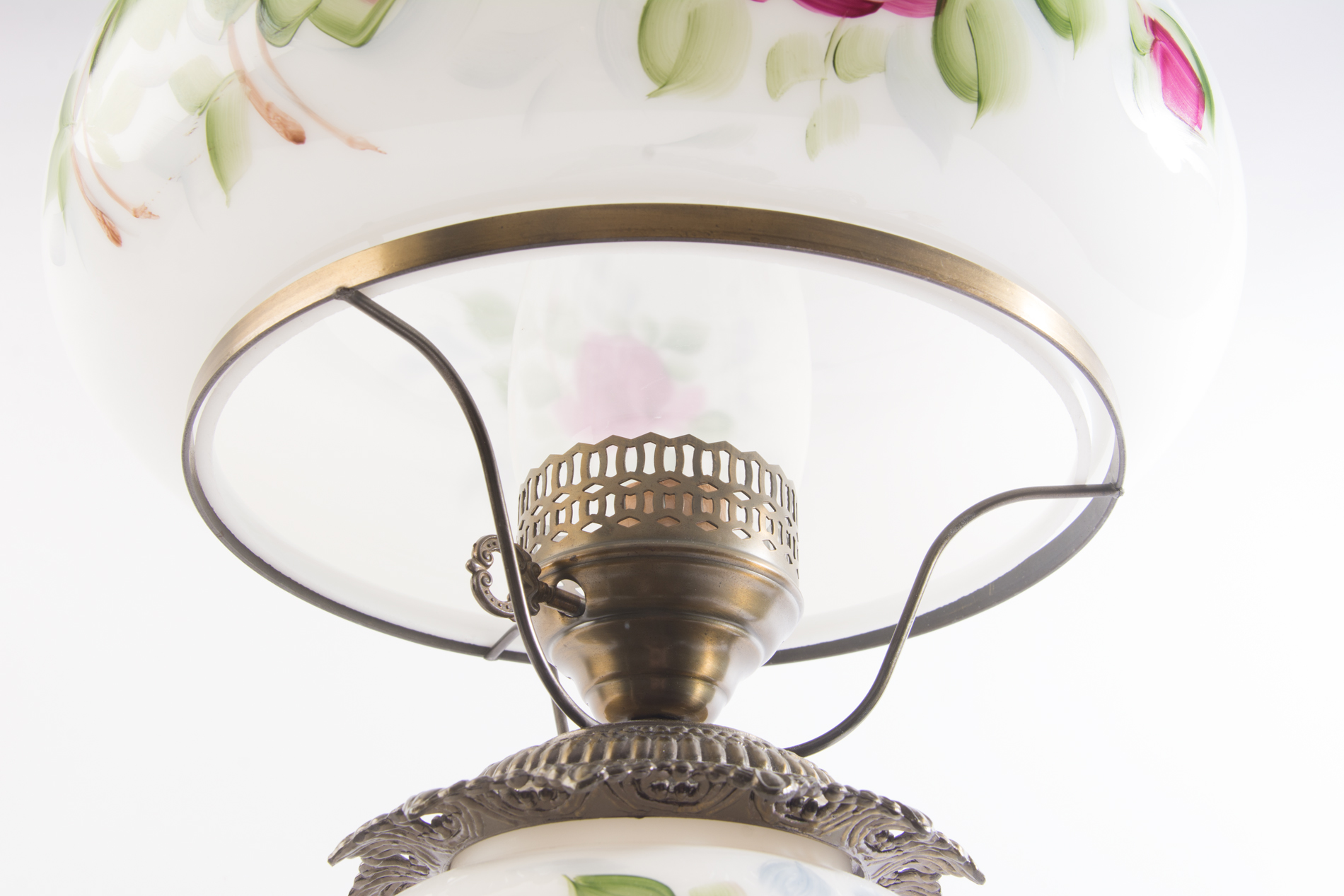 Vintage Hand-Painted Hurricane Lamp