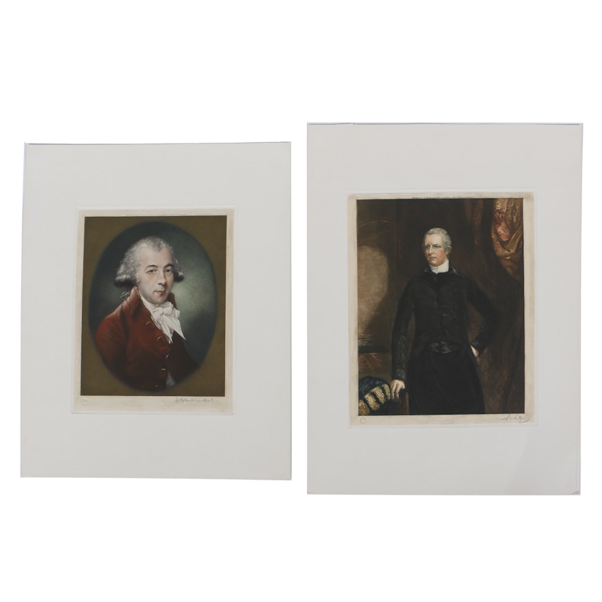 Pair of Lithograph Portraits on Paper of Men