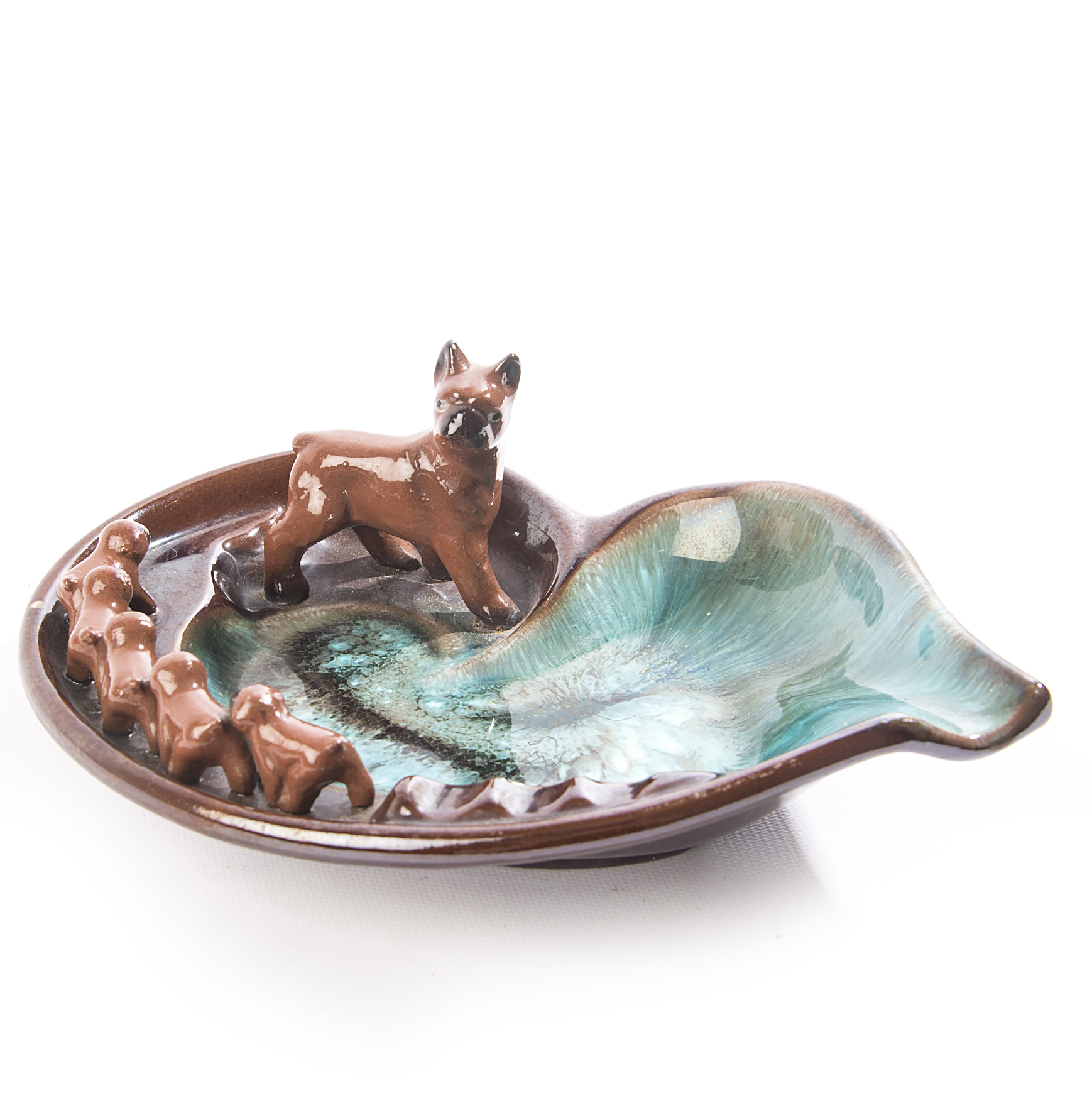 Vintage Tilso Boxer and Puppies Ash Receiver