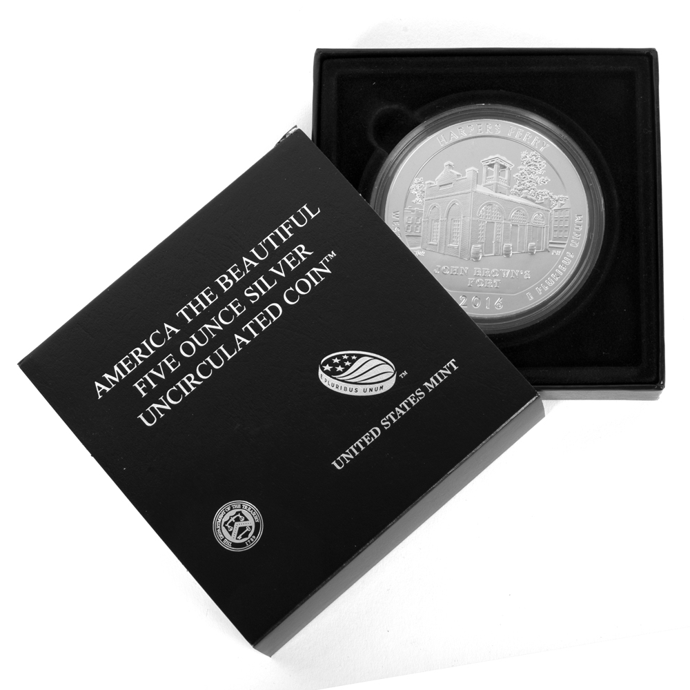 2016 America The Beautiful "Harpers Ferry" Five Ounce Silver Coin