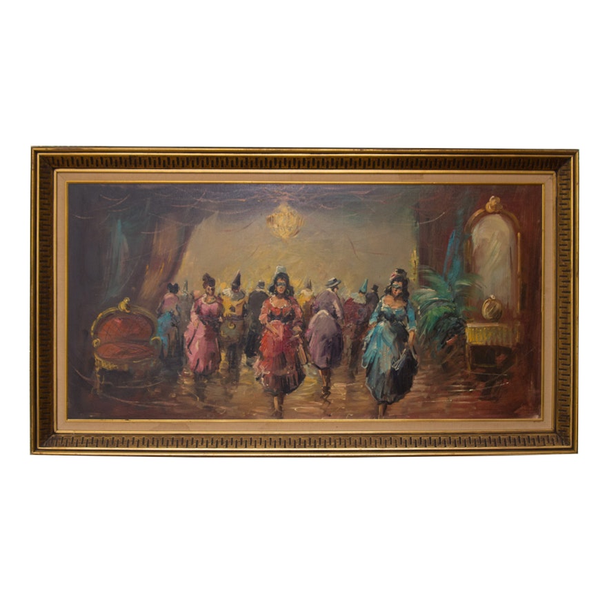 Original Oil Painting on Canvas of Venetian Ball