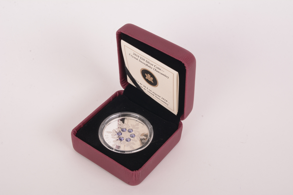2010 Royal Canadian Mint "Crystal Snowflake"  Swarovski Crystal Silver Coin